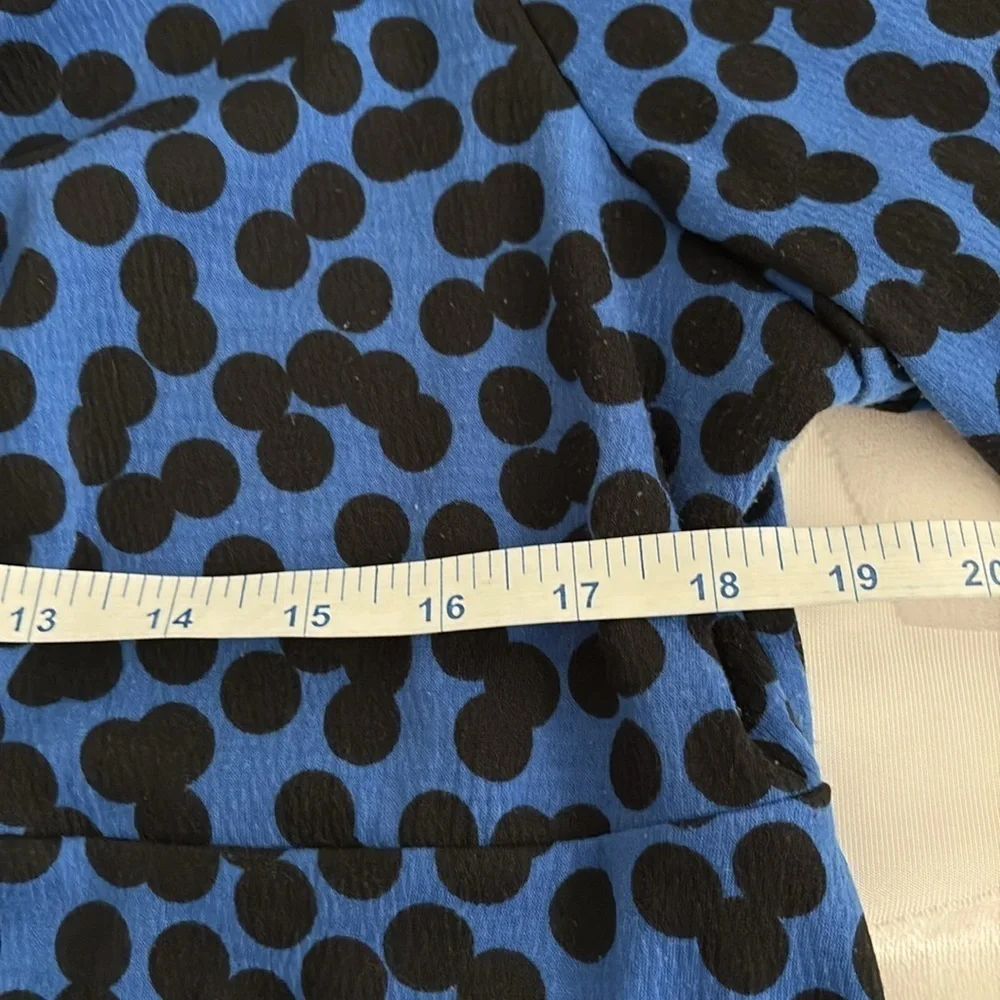 Ava & Viv Blue and Black Polka Dot Tie Front, Long  Sleeve Blouse. Size 2X=20/22